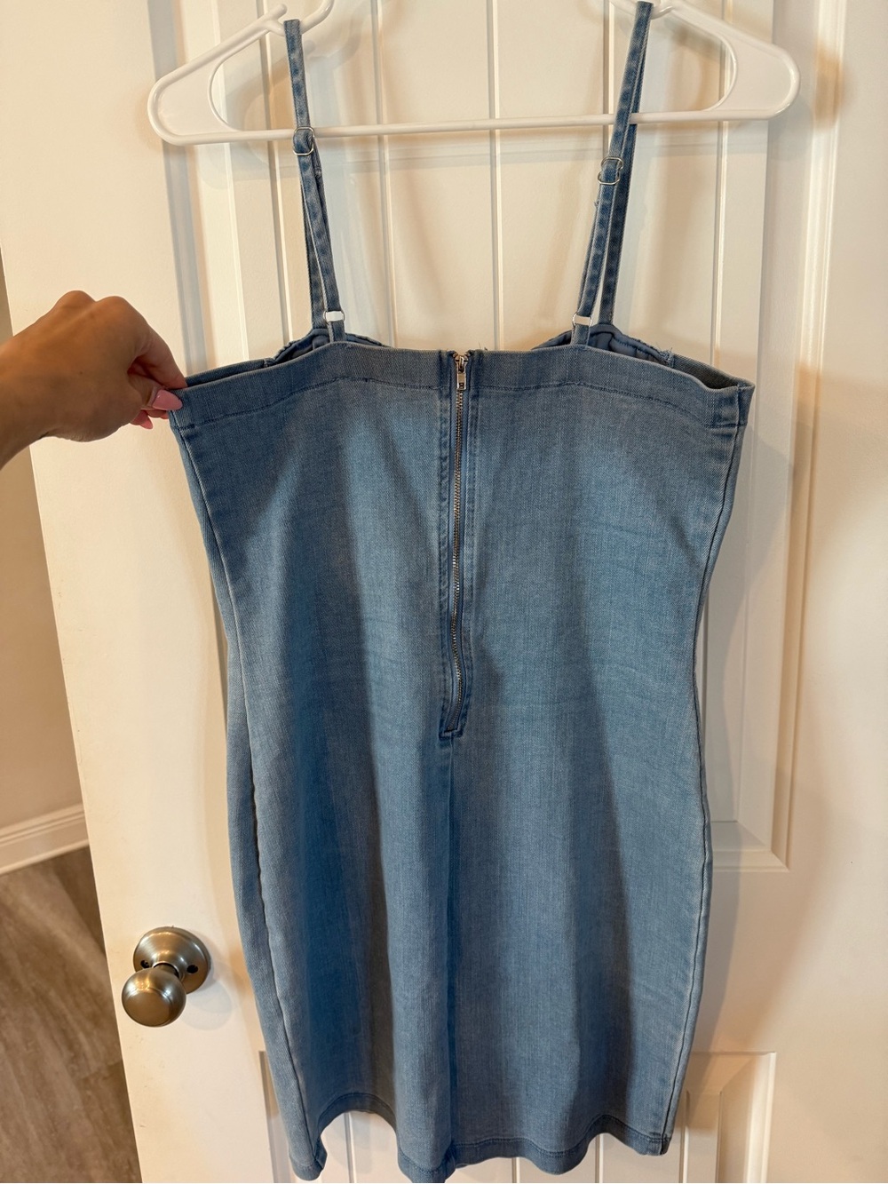 L Haute Monde Light Blue Denim Bustier Mini Dress - Picture 3 of 4